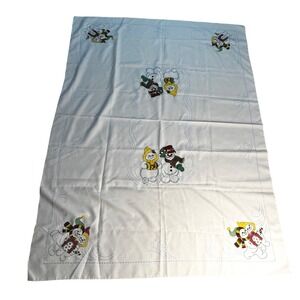 Unbranded Tablecloth Unisex 48x72 White Excellent Embroidered Snowman Winter